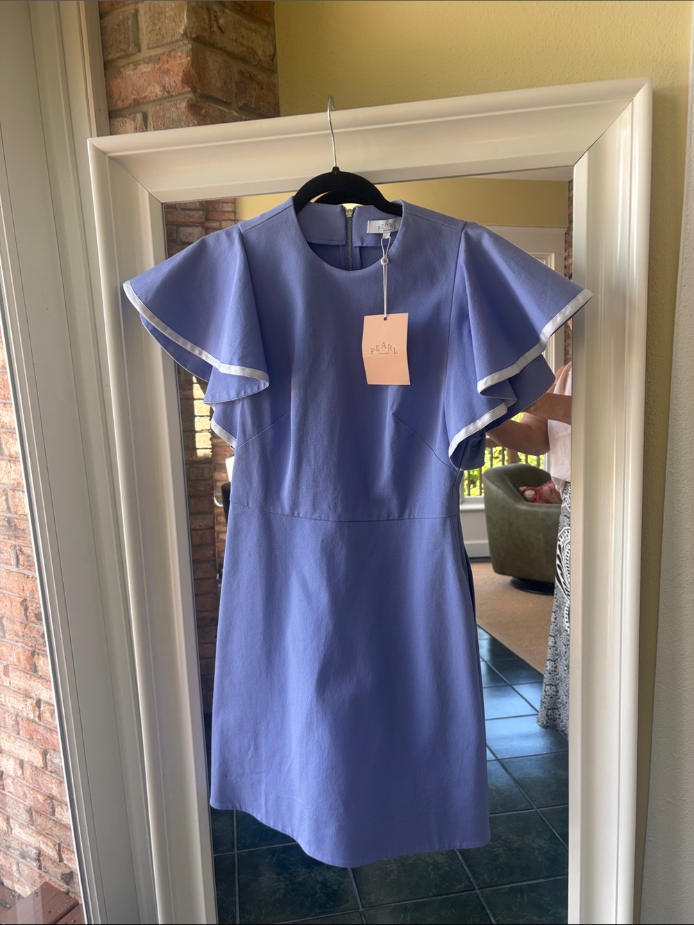 periwinkle stretch cotton flutter sleeve dress